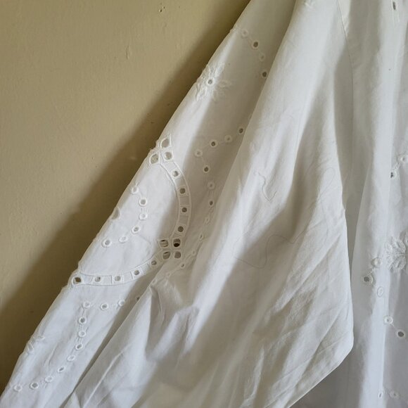 Maurices Eyelet Top Women's 2X White Balloon Sleeve Beach Romantic Boho NWOT - Picture 5 of 7